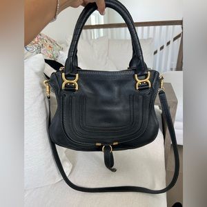 Chloe Marcie Medium Bag with Strap in Black